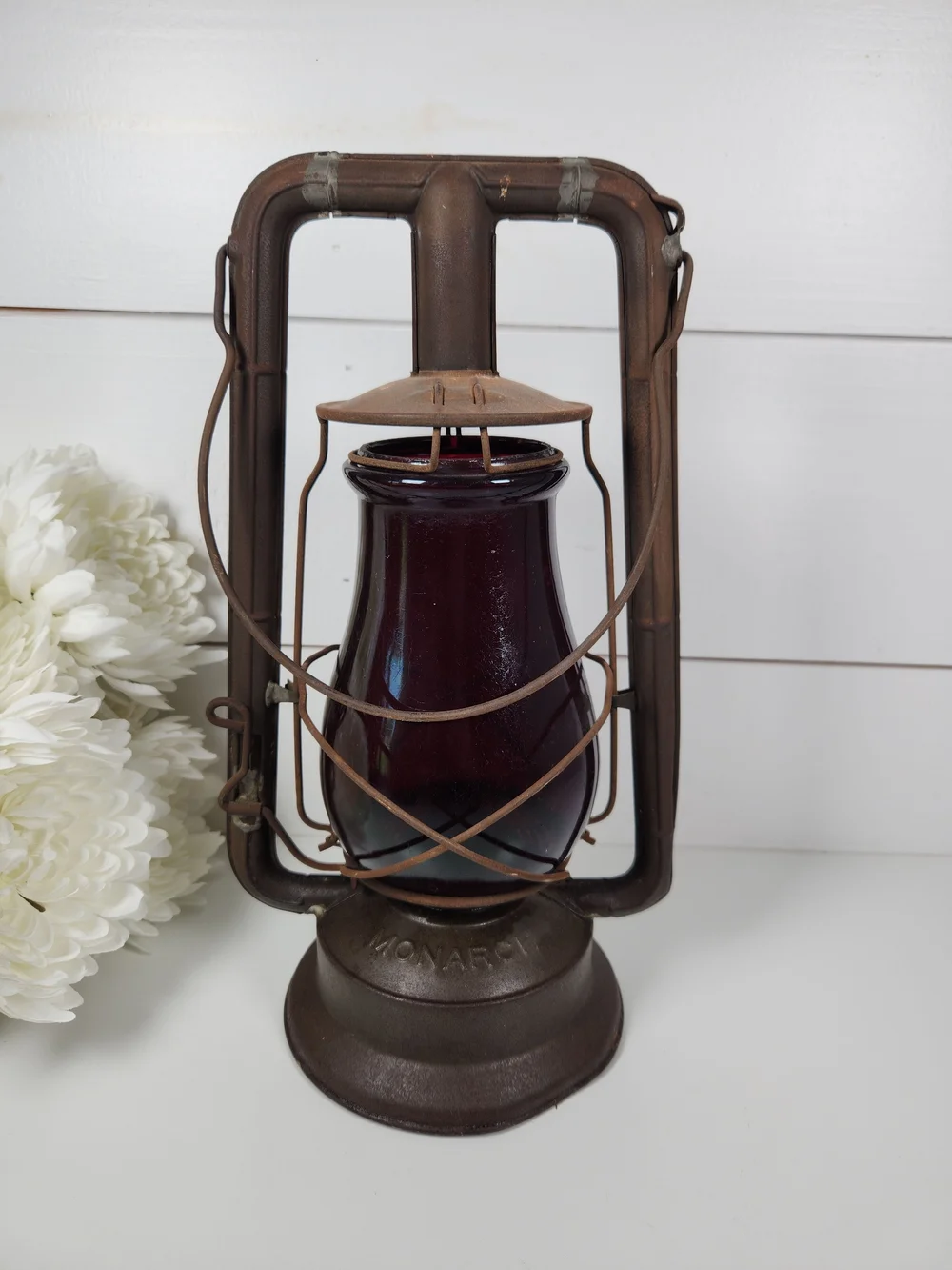 Vintage Dietz Monarch Lantern w/ Ruby Red Glass | Antique Railroad Lantern